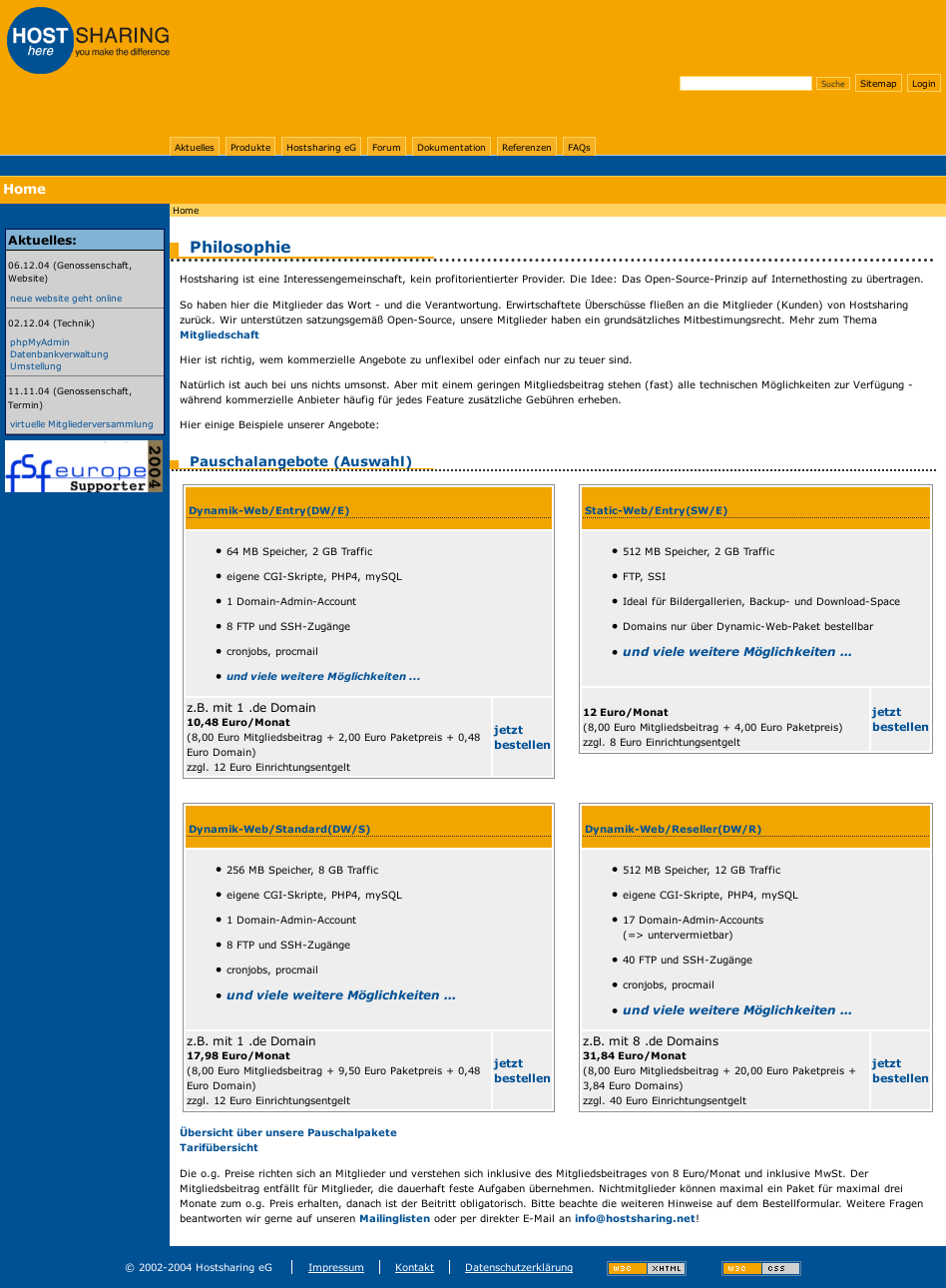 Screenshot einer Website in einem Design mit blauen und gelben Flächen.