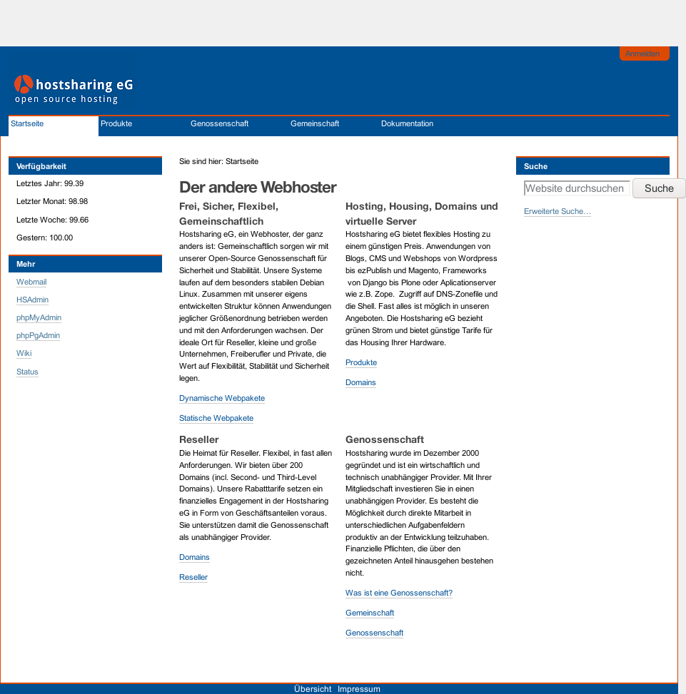 Website in einem moderneren Design. Nun herrscht die Farbe Blau vor.