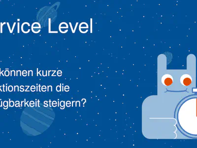 Planeten im Weltall als Comiczeichnung. Im Vordergrund das Maskottchen.
