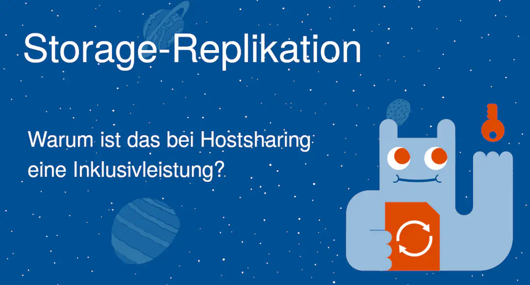 Planeten im Weltall als Comiczeichnung. Im Vordergrund das Maskottchen.