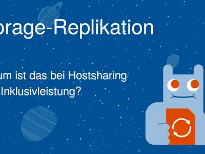 Planeten im Weltall als Comiczeichnung. Im Vordergrund das Maskottchen.