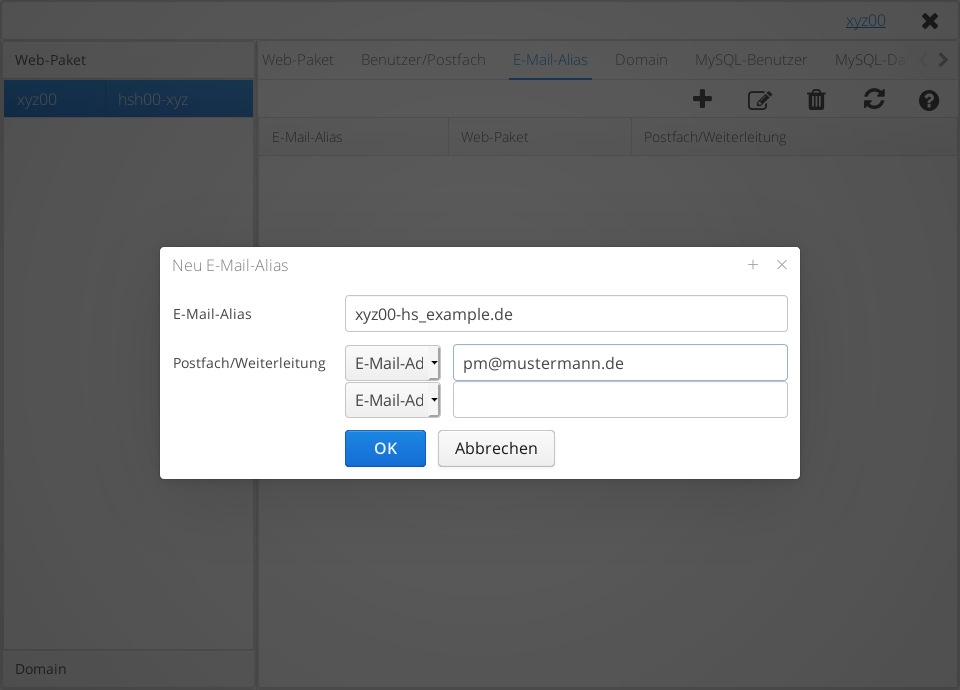 Umleitung an eine E-Mail-Adresse