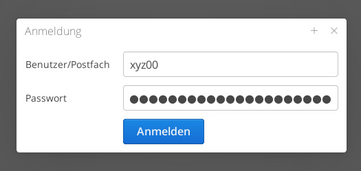 Das Login-Fenster vonHSAdmin