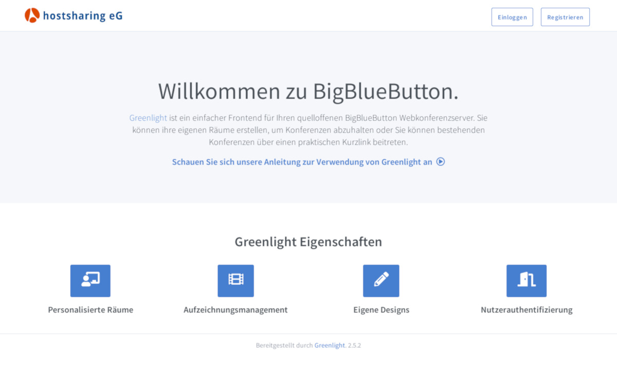 Startseite von BigBlueButton