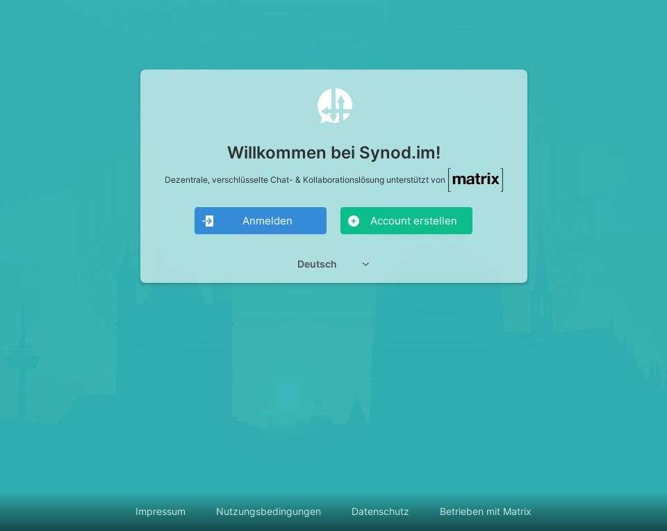 Startseite mit Login-Menü